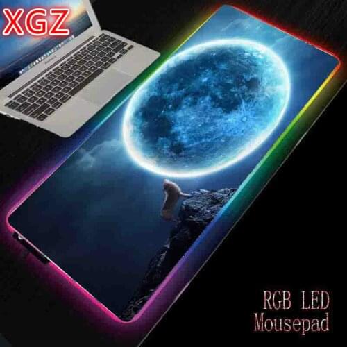 XGZ Mouse Pad Hungry Wolf Starry Sky RGB Animation Mouse Pad LED Luminous Color Lighting Wireless Charging Mouse Pad 90X40