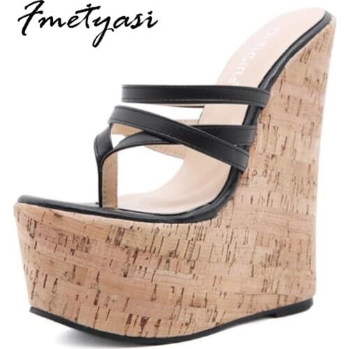 Women Wedge Sandals Platform High Heels Pinched Toes Super Wedges Ladies Shoes 2021 Summer New Round Toe High Quality
