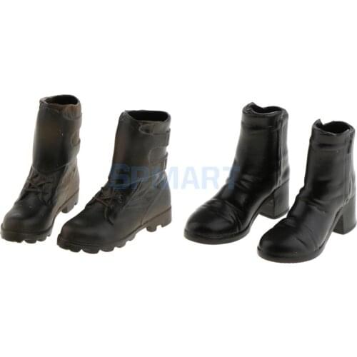 2 Pairs 1/6 Scale Womens Ankle Boots Shoes For 12'' Female Action Figure Accessories