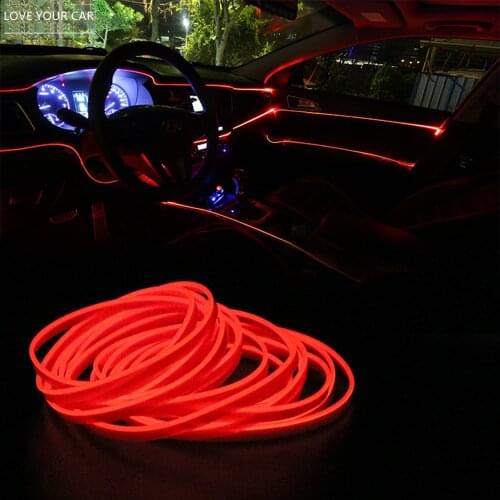 1M Car Flexible Neon EL Wire Decorative Lamp Light Strips Auto Lamps Car styling Interior Decoration 12V LED Cold lights