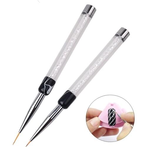 1Pcs Crystal Handle Nail Brush Nail Art Liner Brush Acrylic Builder Thin Line Flower Painting Drawing Pen UV Gel Manicure Tool