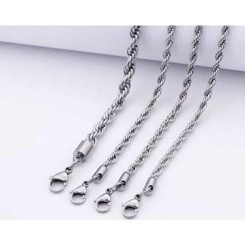 12pcs Lot Mens Singapore Rope chain Necklace Stainless steel jewelry 4mm 22'' fashion cheap chain