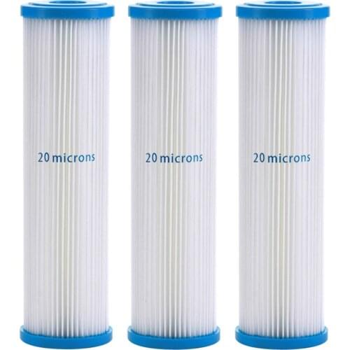 3 PACK OF 20 Microns Standard 2.5 x 10 Inch Pleated Sediment Water Filter Replacement