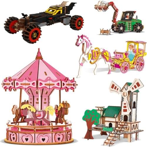 3D Puzzle Buildings Animal 3D Ship Wood Puzzle Educational DIY Toy Gift For Children Adult Gift Present