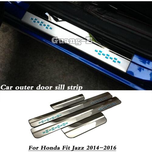 High Quality For Honda FIT JAZZ 2014 2015 2016 Styling Body Stainless Steel Car Door Cover Plate Outside Threshold Pedal 4pcs