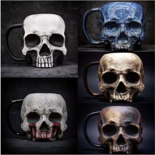 480ML Skull Cup Halloween Thriller Cup Decoration Skull Coffee Mug Tea Cup Decoration Halloween Bar Drinkware Ornament Gift HOT