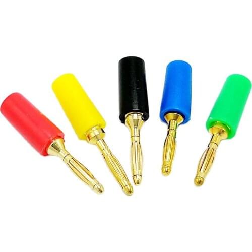 5 color 2mm Banana Plug Terminals Gold-plated Wiring 2mm Banana connector jack Plug 10pcs/lot