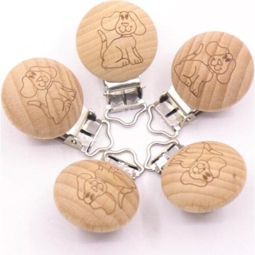 Puppy Beech Clamp Wooden Feather Pacifier Chain Soother Accessories Of Diy Dummy Clip Chains Wooden Baby Teether 5pcs Recommend