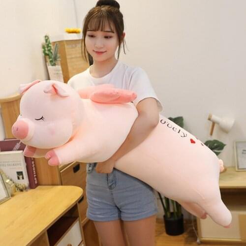 60cm/80cm/110cm Cute Piggy Rabbit Milk Cow Plush Long Pillow Toys Soft Stuffed Cartoon Animal Bunny Doll Nap Pillow Cushion Gift