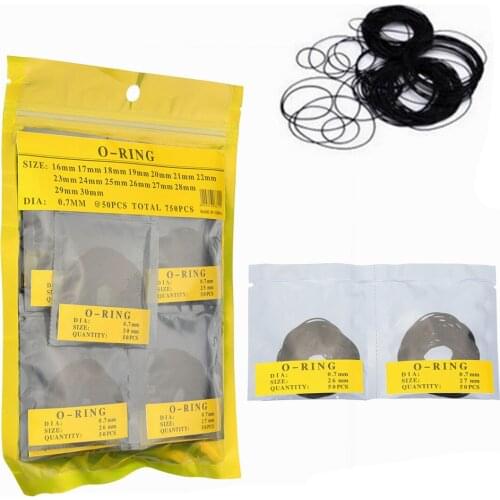 750 Pcs 0.7MM O-Ring Watch Back Gasket Rubber Seal Washers Size 16 mm - 30 mm