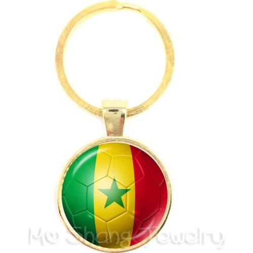 Senegal,Serbia,Switzerland,Sweden Japan Soccer Souvenirs Glass Dome Pendant Keychains For 2018 Football CUP Keyring