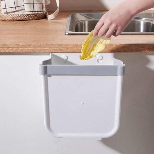 Household Wall Mounted Folding Trash Can Rubbish Garbage Bin for Home Kitchen Office Organizer Storage Box