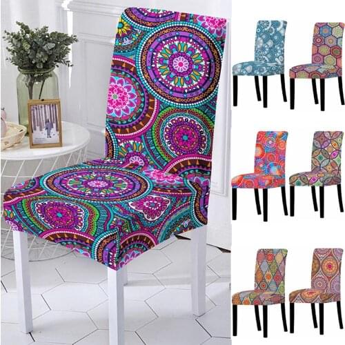3D Spandex Chair Cover for Dining Room Mandala Print Chairs Covers High Back for Living Room Party Wedding Christmas Decoration