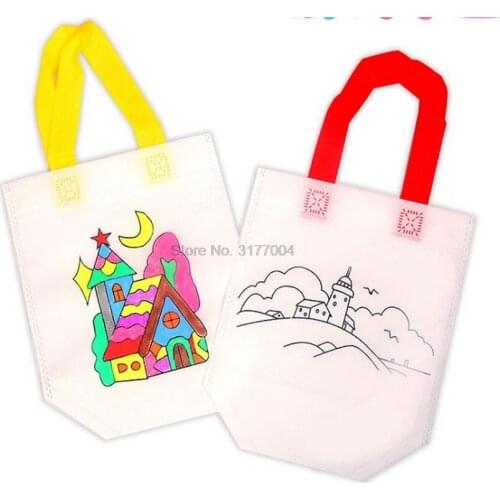 DHL 1000pcs DIY Drawing Cartoon Non-woven fabric Environmental Protection Bag Patience Training Toy For Child Education Toy