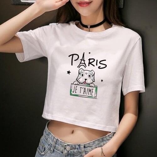 White Cute Kawaki T Shirt Women Casual Summer Basic Cotton Cropped Top Harajuku Fashion Short Sleeve Casual T-shirt Kawaii Tee