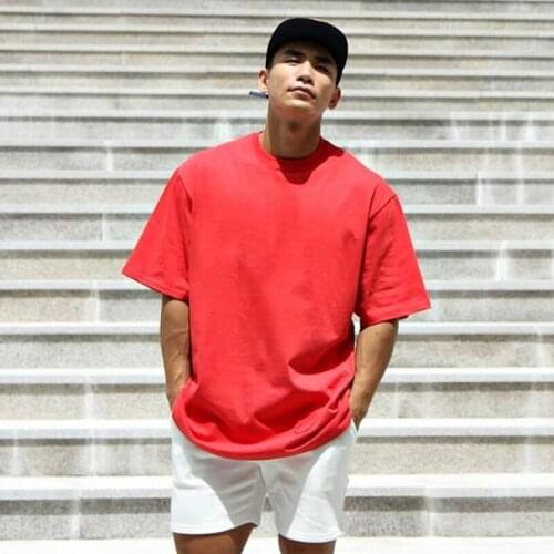 Fashion Half Short Sleeves Oversized O NECK Solid T-shirt Mens Cotton 2020 Summer Fitness Gym Clothing Tees Shirt Plus Size