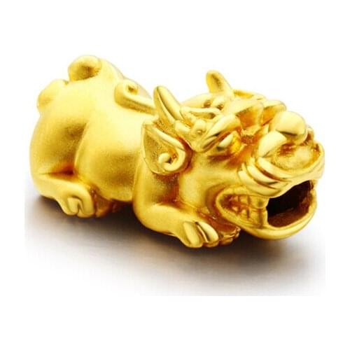 Hot sale 999 24k Yellow Gold 3D PIXIU Black Bracelet 1g