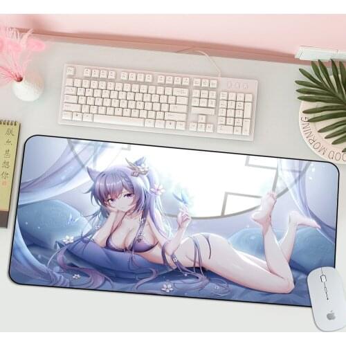 Genshin Impact Keqing Game Gaming Mousepad XXL Large Gamer Keyboard PC Desk Mat Computer Tablet Mouse Pad Stationery Accessories
