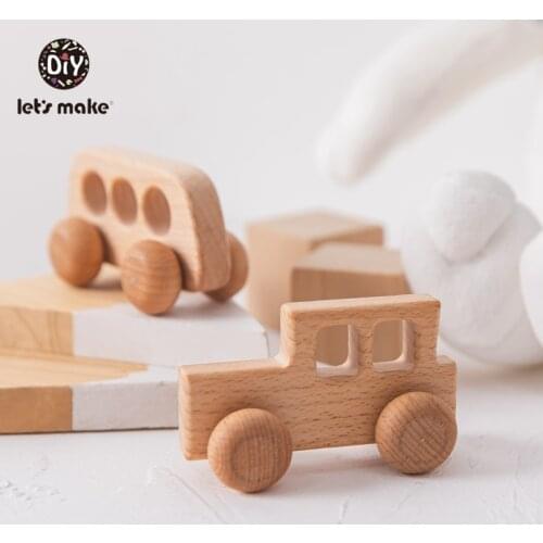 Lets Make Baby Toys Beech Wooden Blocks 1pc Wooden Car Cartoon Educational Montessori Toys For Children Teething Baby Teethers