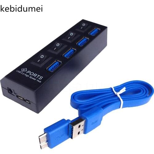 Kebidumei High Speed 4 Ports LED USB 3.0 HUB With On/Off Switch USB Hub For Desktop Laptop