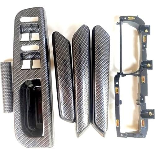 Carbon fiber Car Driver Door Window Switch Cover Panel Bezel Interior Door Pull Handles Set for VW PASSAT B5 1998-2005