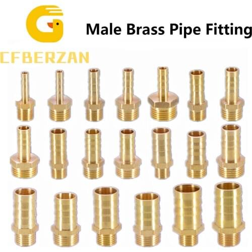 Brass Pipe Fitting 6/8/10/12/14/16mm Hose Barb Tail 1/8" 3/8" 1/4" 1/2" BSP Male Connector Joint Copper Coupler Adapter