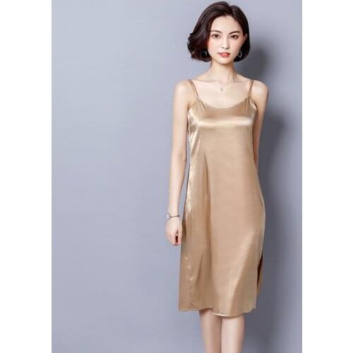 Summer Sexy Dress Women fashion sleeveless Dress Solid color Silk Dress Women