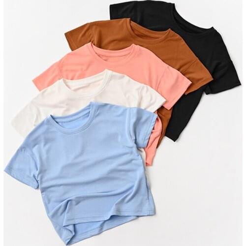 Summer Kids T shirt Solid Color Modal T shirt for Boys&Girls Tops Loose Casual Kids Clothing BC938