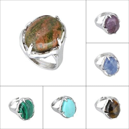 Fashion charm rings 2017 hot sale Natural Gem Stone Finger Ring Jewelry Woman Silver Plated Claw Charm Rings Quartz Rings