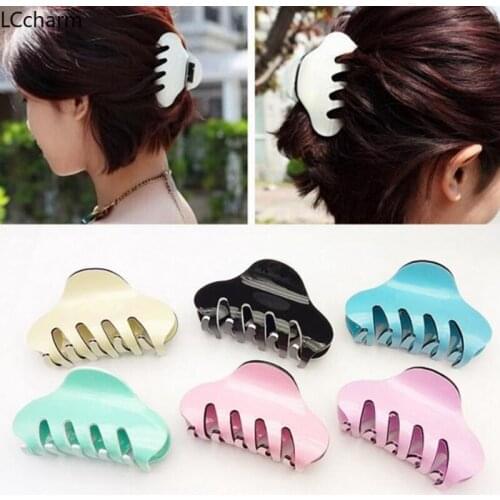 Fashion Women Lady Candy Colors Acrylic Hair Claw Hair Clips Barrette Crab Clamp Hair Accessories Headwear
