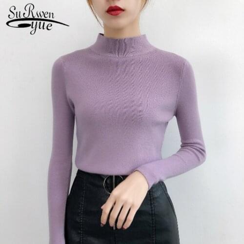Fashion Women Pullover Sueter Mujer Invierno 2019 Winter Knitted Turtleneck Sweater Solid Women Clothing Sweater 5047 50