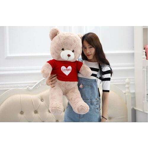 Fillings toy about 80cm teddy bear plush toy red sweater love bear soft doll throw pillow Christmas gift b1299