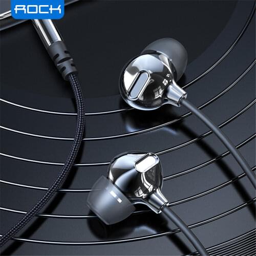 Rock In-Ear Zircon Nano Obsidian Earphone 3.5mm AUX Headset With Mic Balanced Immersive Bass Earphones for iPhone Sumsung Xiaomi