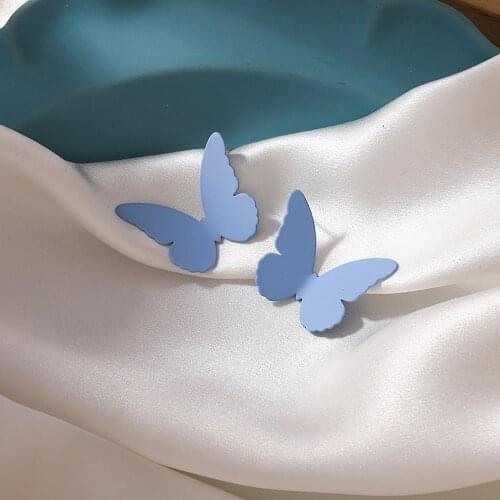 New Blue Acrylic Hypoallergenic Stud Earrings Fashion Lady Butterfly Flower Stud Earrings Chinese Style Jewelry Girl Party Gift