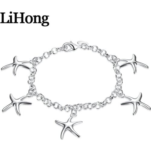New Style 925 Sterling Silver Five Stars Pendant Bracelet For Feminine Charm Wedding Engagement Fashion Evening Party Jewelry