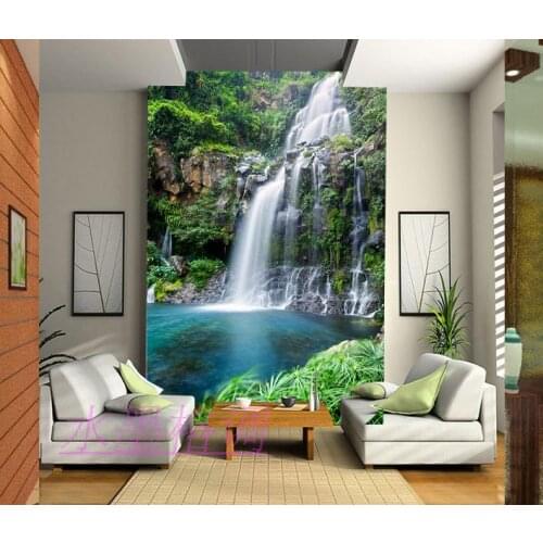 Wholesale 3d wall mural wallpaper living room Entranceway background wall waterfall murals landscape wall photo murals