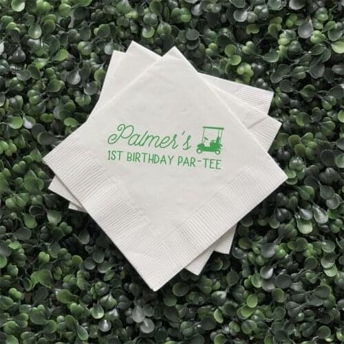 Personalized Golf Par First Par-Tee -Tee Napkins, Personalized Birthday Napkins, Custom 1st Birthday Napkins