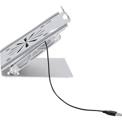 Laptop Stand Aluminum Alloy Adjustable Folding Non-Slip with USB Cooling Quiet Fan for 10 to 17.3 Inch Laptop