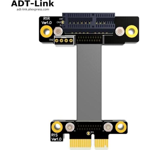 Right angled PCIe 3.0 x1 to x1 Extension cable EMI Shielding 8G/bps High speed PCI Express 1x Riser Card Extender Ribbon Cable