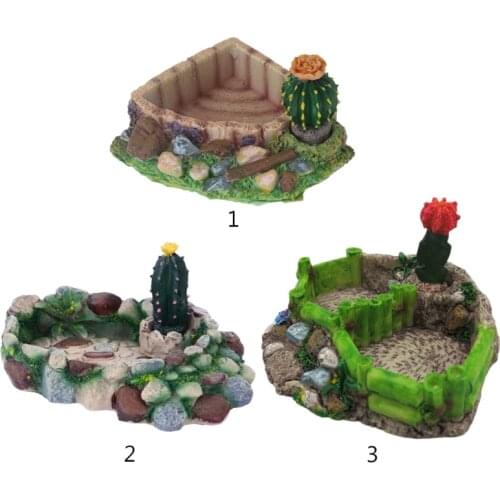 Reptile Water Food Bowl Worm Dish Polyresin Pet Bowls Small Amphibian Mealworms Bowl for Lizard Bearded Dragon Frog