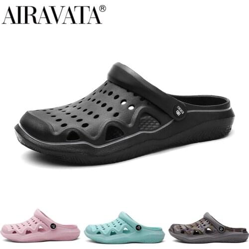 Airavata Mens and Womens Summer Crocks Clogs Sandals Hole Shoes Beach Flat Slippers Garden Shoes Casual Couple Slippers
