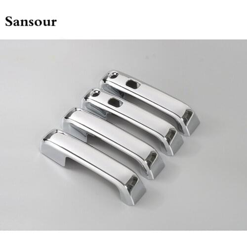 SansourFor F150 F-150 2012-2016 4pcs/set Chrome Shiny ABS Garnished Bezel Decoration Door Handle Cover Trims with Smart Keyhole