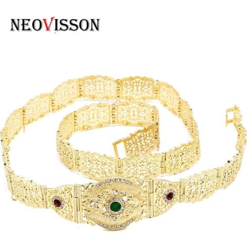 NEOVISSON Thin Gold Color Caftan Belt For Women Wedding Dress Jewelry Adjustable Length
