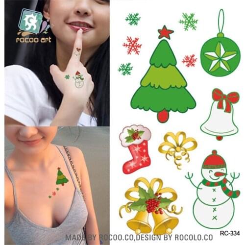 Body Art waterproof temporary tattoos for men and women 3d Christmas trees design small arm tattoo sticker wholesales RC2334