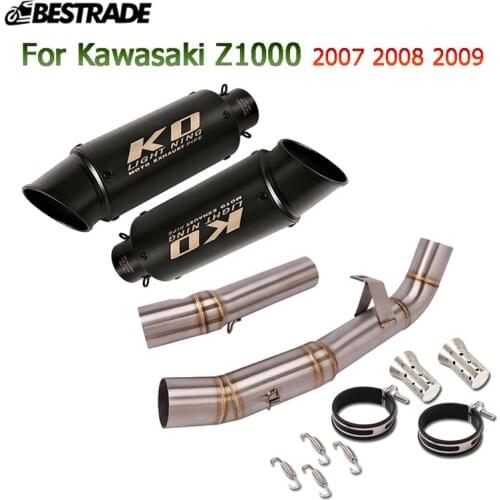 For Kawasaki Z1000 2007 2008 2009 Motorcycle Exhaust System Middle Link Pipe 51mm Muffler Tube Left & Right Side With DB Killer