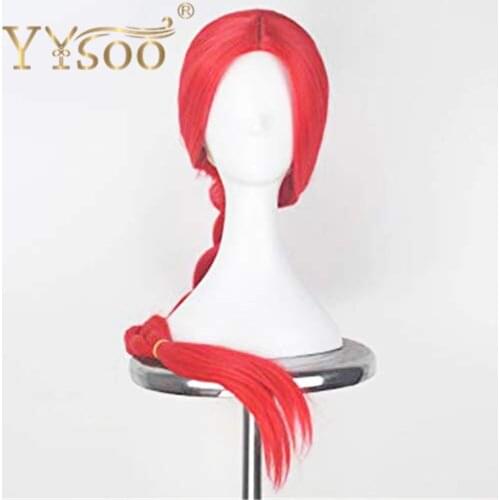 YYsoo Full Machine Made Extra Long Hot Red Braids wigs Costume Synthetic Hair Cosplay Wig Halloween Girls Use None Lace Wig