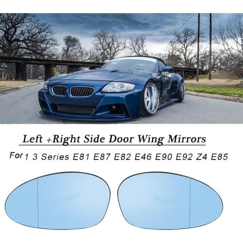 Driver Side Blue Wing Door Mirror Rearview Mirror Glass Heated For-BMW 1 3 Series E81 E87 E82 E46 E90 E92 Z4 E85