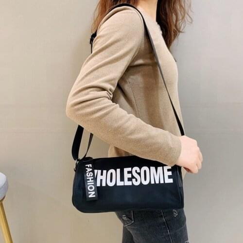 Bag girl 2021 new Oxford cloth cylinder stiletto bag trend print letter one-shoulder womens bag fashion bag