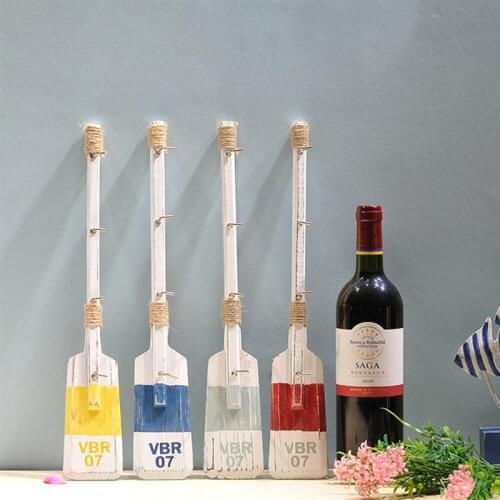 1Pc Oar Decor Wooden Decoration Wall Decor Paddle Adornment Antique With Hooks Wood Paddle Hook Mediterranean Decorative Blade