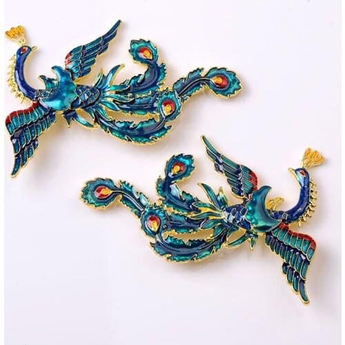 10 PCS 89x73mm New Metal Alloy Enamel Blue Phoenix Connectors DIY Handmade Accessories For Jewelry Making